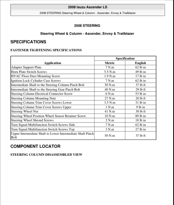 STEERING COLUMN Manual