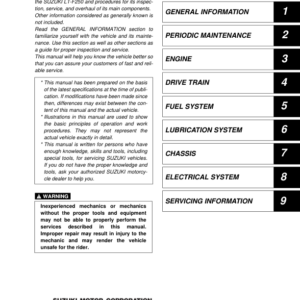 2002-2009 Suzuki Ltf250 250 Ozark Lt Manual