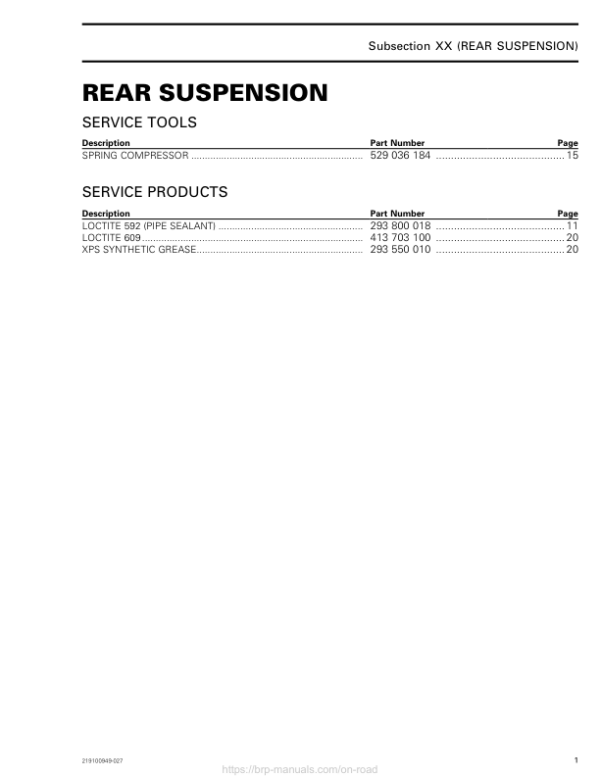 ROAD 2018 (Rear suspension) repair 219100949 027 Manual