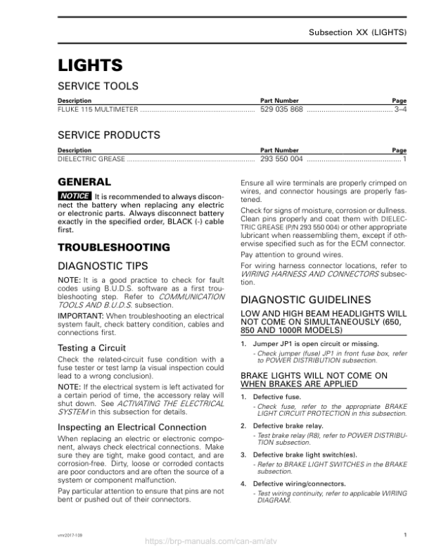 ATV Lights Shop man (Out Ren) vmr2017 109 Manual