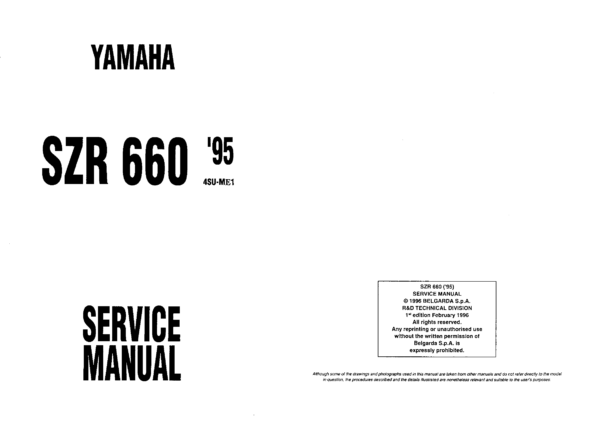 Yamaha SZR660 95 Manual