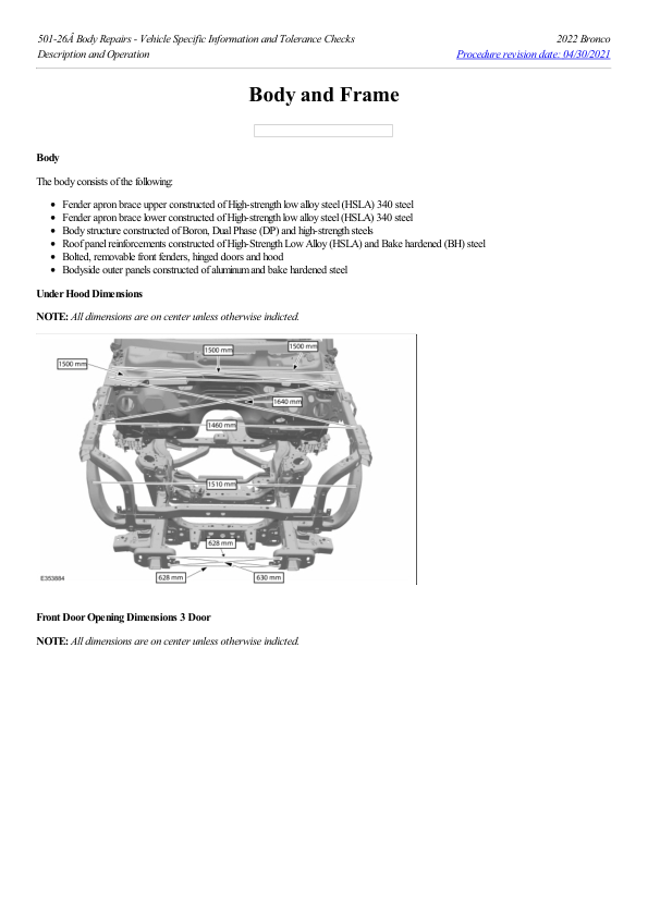 Body and Frame G2226392 Manual