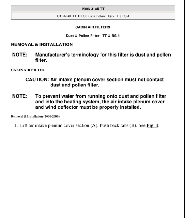 CABIN AIR FILTER Manual