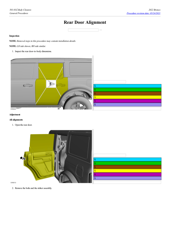 Rear Door Alignment G2223302 Manual