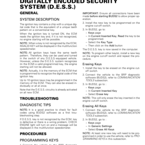 SSV 2019 Digitally Encoded Security System (D.E.S.S.) Commander Shop Supp 219100965 031 Manual