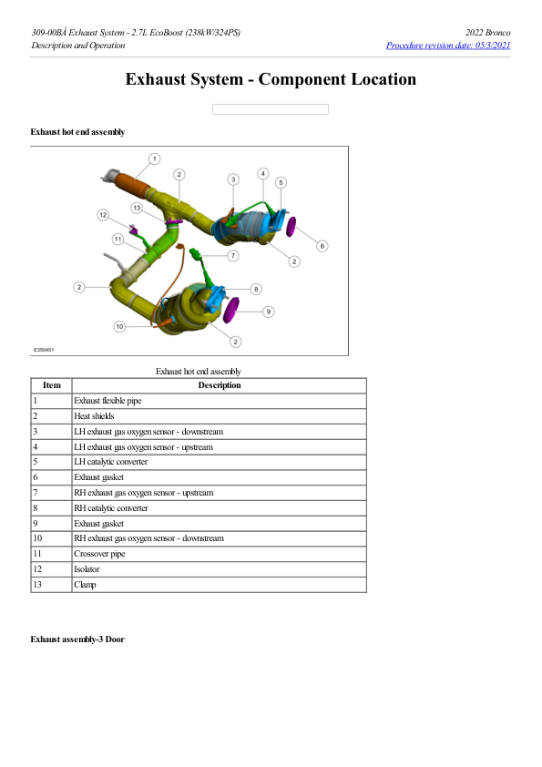 Exhaust System Component Location G2222293 Manual