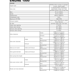 ATV Specifications (1000) Shop vmr2017 122 Manual