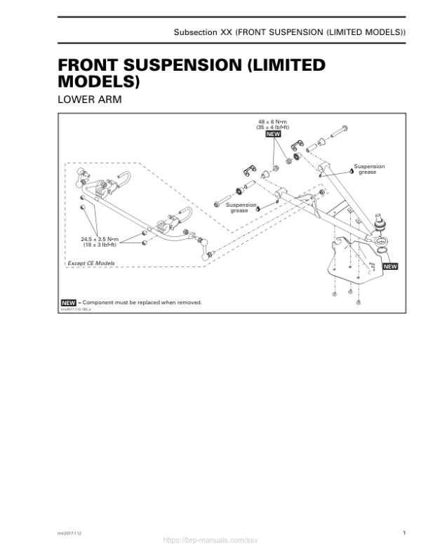 SSV Front Suspension (Commander Limited Models) Shop supp. 219100899 010 Manual