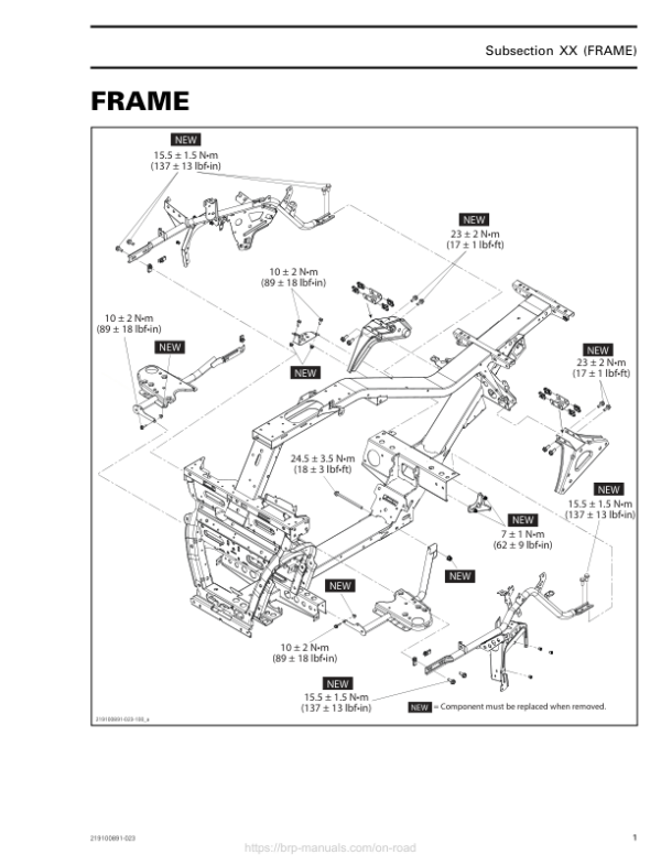 Roadster 2018 Frame (RT) Shop 219100891 023 Manual