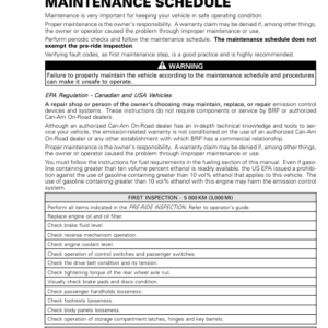 ROAD Maintenance Schedule Shop 219100955 003 Manual