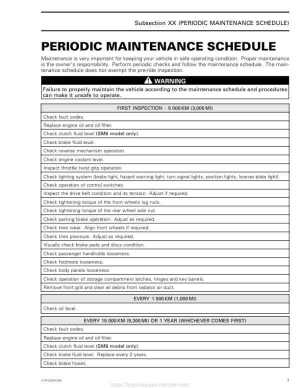 ROAD 2018 (Periodic Maintenance Schedule) repair 219100949 006 Manual