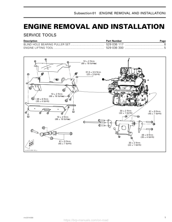 ROADSTER Engine Removal and Installation (RT) Shop 02wdQQAAY SM61Y014S01 rmr2014 008 Manual