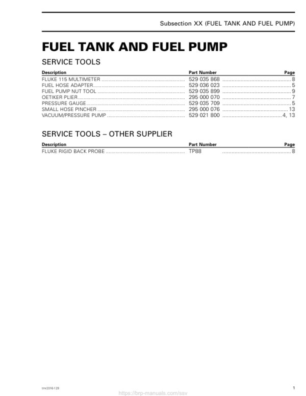 SSV Fuel Tank and Fuel Pump (Defender) Shop tmr2016 129 Manual