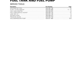 Fuel Tank and Fuel Pump Manual