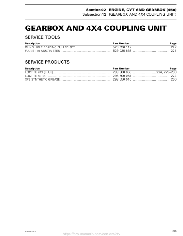 ATV 2015 OUTLANDER L (Gearbox and 4X4 Coupling Unit 450) Shop 04cE8kAAE SM51Y015S05 vmr2015 023 Manual