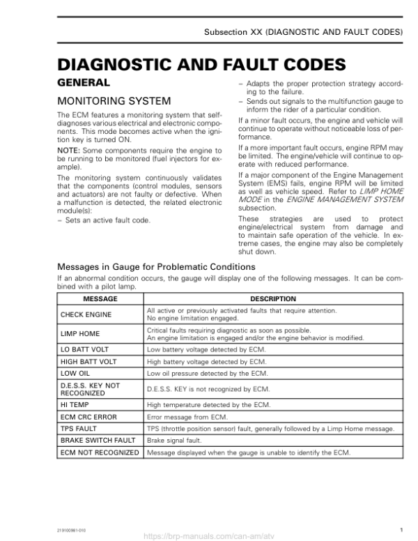 ATV 2018 Diagnostic and Fault Codes (New T3) Shop 219100881 010 Manual