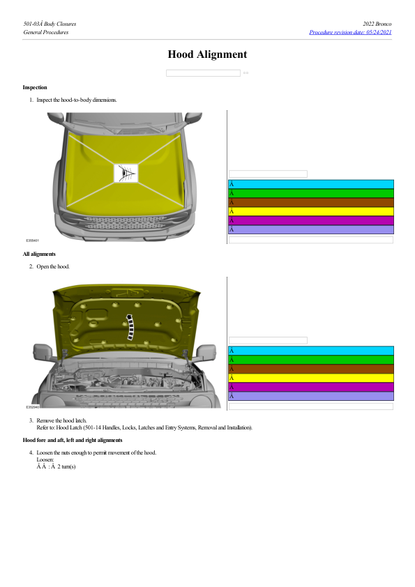 Hood Alignment G2223300 Manual