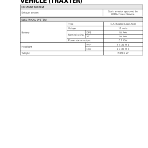 SSV 2018 Specifications Vehicle (Traxter Series) Shop 219100934 011 Manual