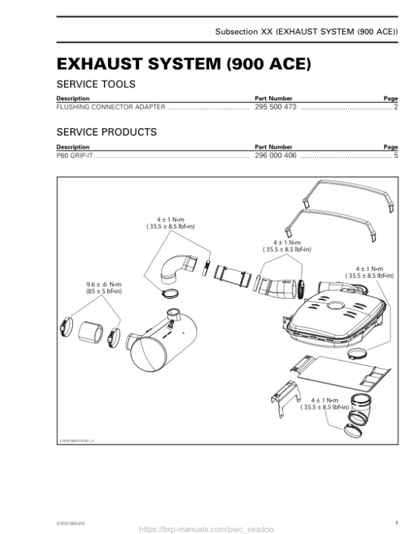 Exhaust System (900 ACE) 219101005 010 en Manual