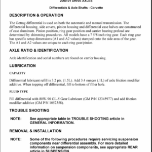 2000 DRIVE AXLE Manual