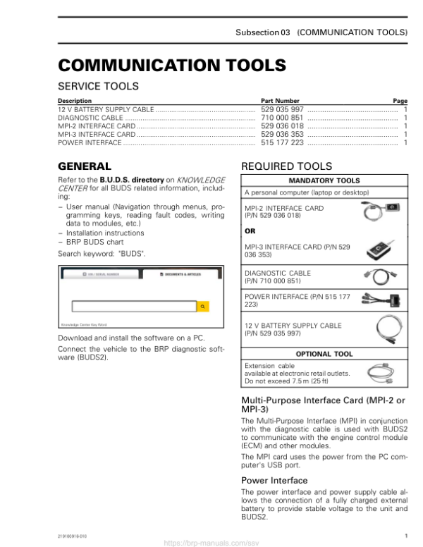 SSV 2018 Communication tools (Maverick X3 X mr) Shop 219100916 010 Manual