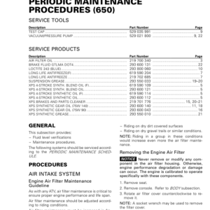 ATV MY18 Periodic Maintenance Procedure (650) 219100885 007 Manual