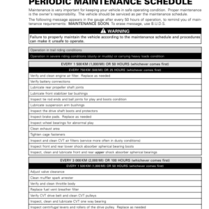 SSV Maintenance Schedule (Commander) Shop Supp. 219100899 006 Manual