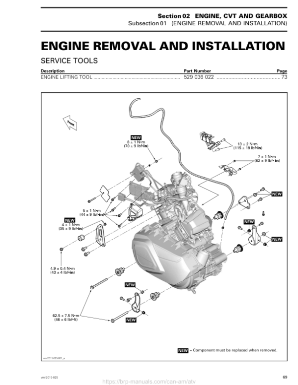 ATV 2015 OUTLANDER 6X6 (Engine Removal and Installation) Shop 04cF6VAAU SM51Y015S01 vmr2015 025 Manual