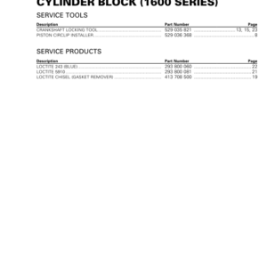 Cylinder Block (1600 Series) Manual