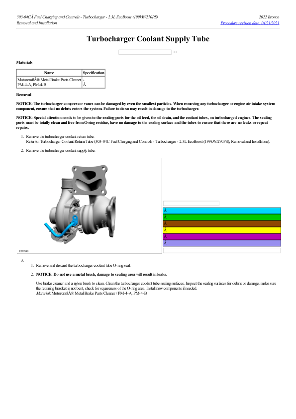 Turbocharger Coolant Supply Tube G2193061 Manual