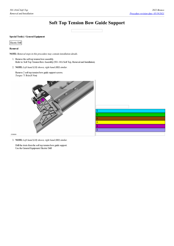 Soft Top Tension Bow Guide Support G2238315 Manual