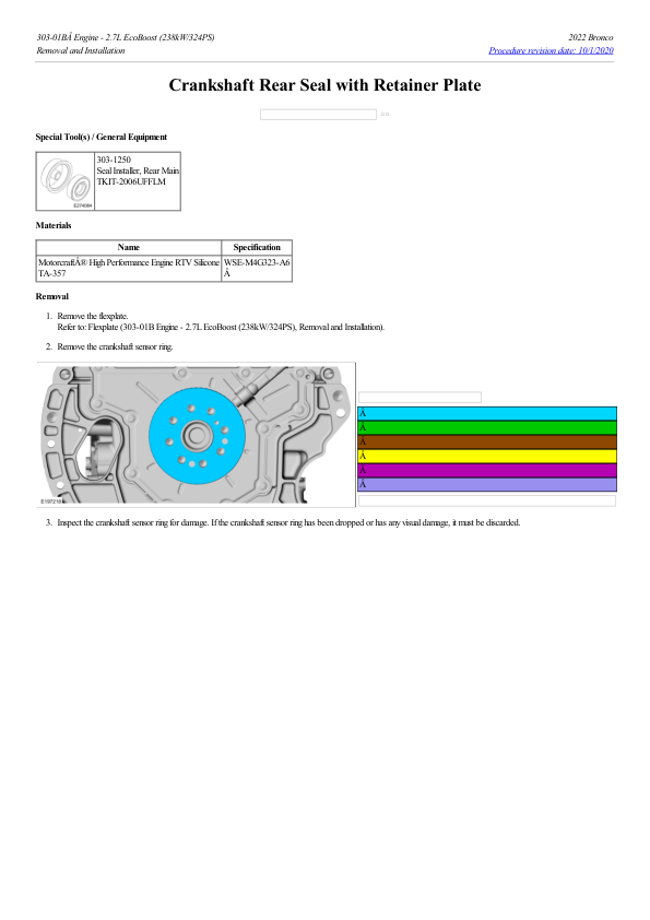 Crankshaft Rear Seal with Retainer Plate G2206273 Manual