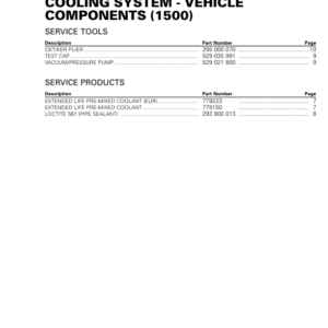 Cooling System Vehicle Components (1500 engine) GTI GTR WAKE 155 Shop Supp. 219100961 009 Manual