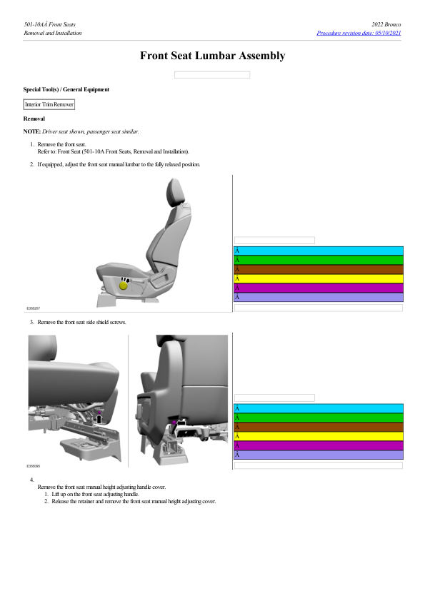 Front Seat Lumbar Assembly G2235607 Manual