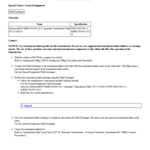 Transmission Fluid Exchange G2217357 Manual