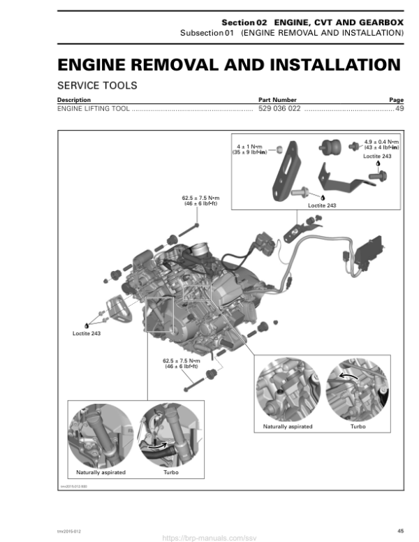 SSV Engine Removal and Installation (MAVERICK XDS) Shop 03a9LqAAI SM91Y014S01 tmr2015 012 Manual