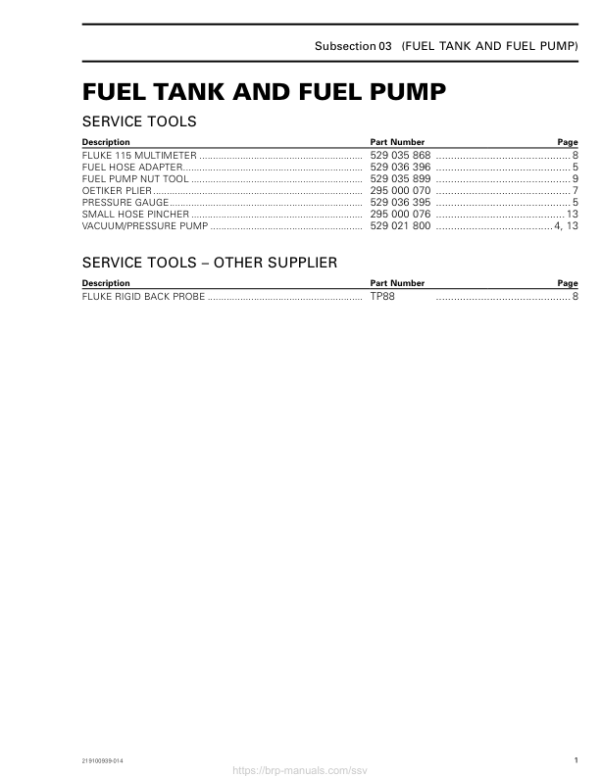 SSV 2018 (Fuel tank fuel pump) Defender Xmr suppl 219100939 014 en Manual