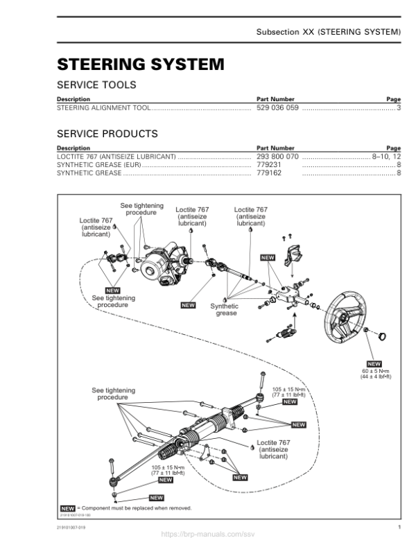 SSV MY20 Steering System (Maverick suppl.) 219101007 019 en Manual