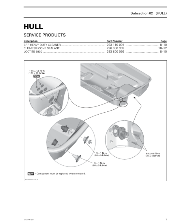 PWC Hull (Dolphin Series) Shop supplement smr2016 217 Manual