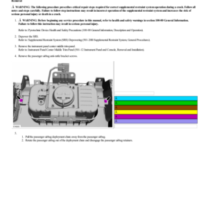 Passenger Airbag G2208779 Manual