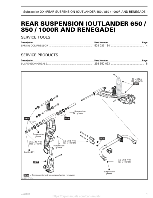 ATV Rear Suspension (G2) Shop man vmr2017 117 Manual