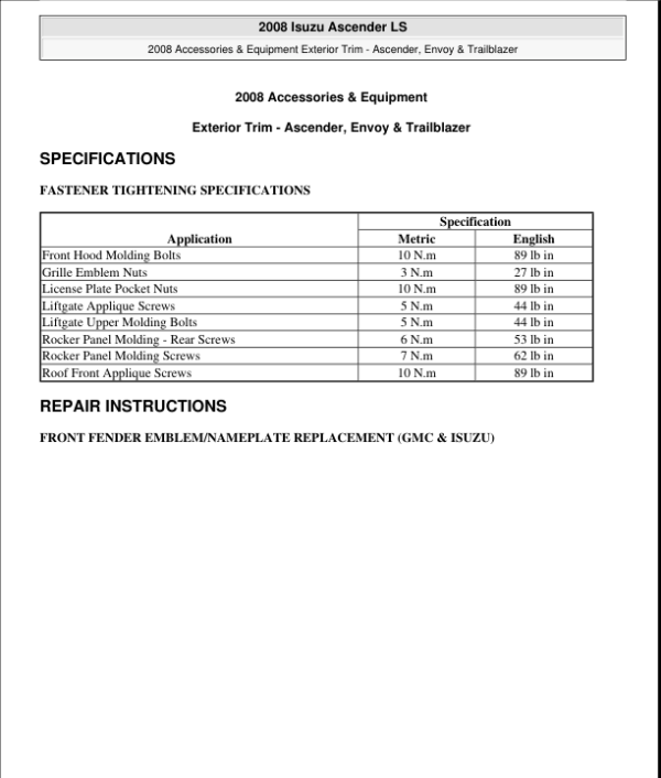 EXTERIOR TRIM Manual