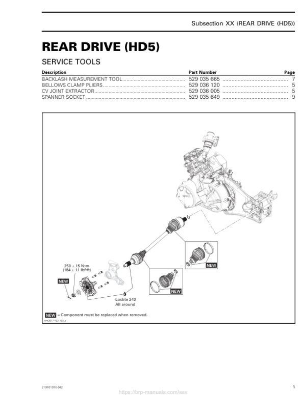 SSV MY20 Rear Drive (HD5) (Defender suppl.) 219101010 042 en Manual