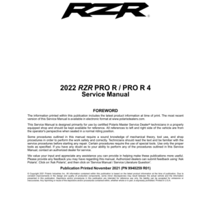 2022 RZR PRO R PRO R 4 Manual