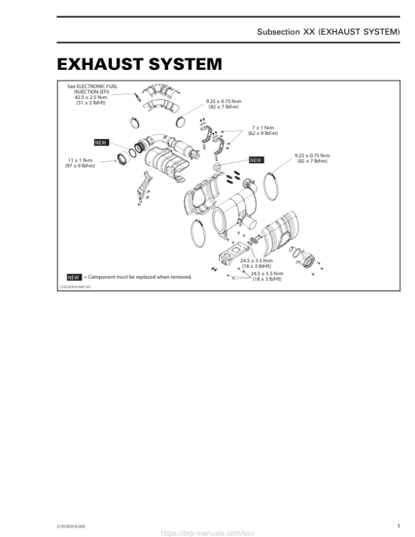 SSV 2018 Exhaust System (Maverick X3 X mr) Shop 219100916 009 Manual