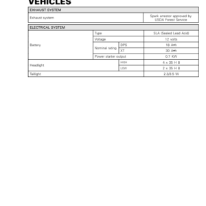 SSV Technical Specs Vehicle (Defender) Shop supp. 219100901 014 Manual