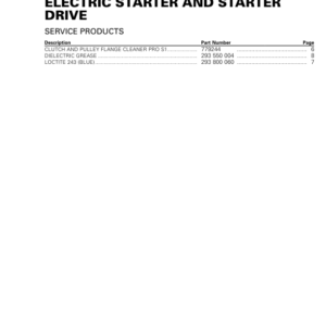 ON ROAD Electric Starter and Starter Drive Shop 219100953 009 Manual