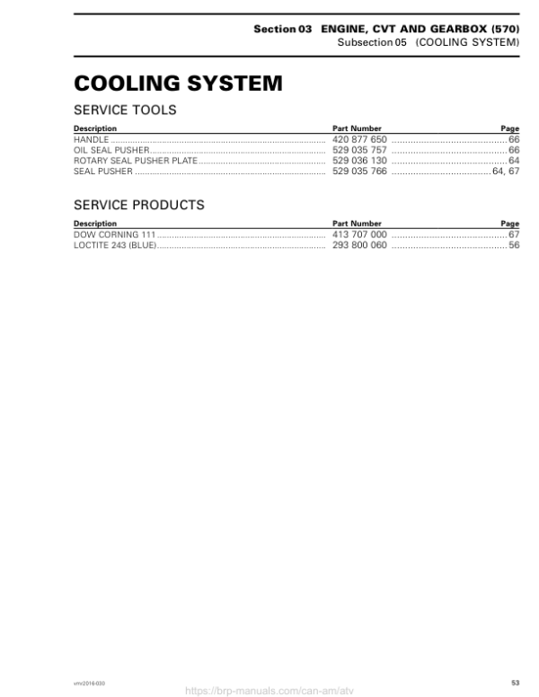 ATV Cooling System (OUTLANDER L) Shop vmr2016 030 en Manual