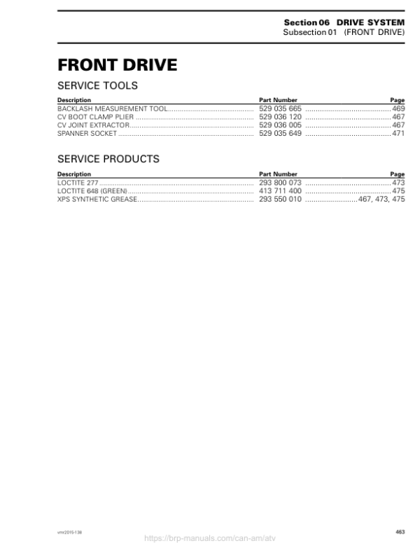 ATV 2015 OUTLANDER 6X6 (Front Drive) Shop 04cF6pAAE SM51Y015S05 vmr2015 138 Manual