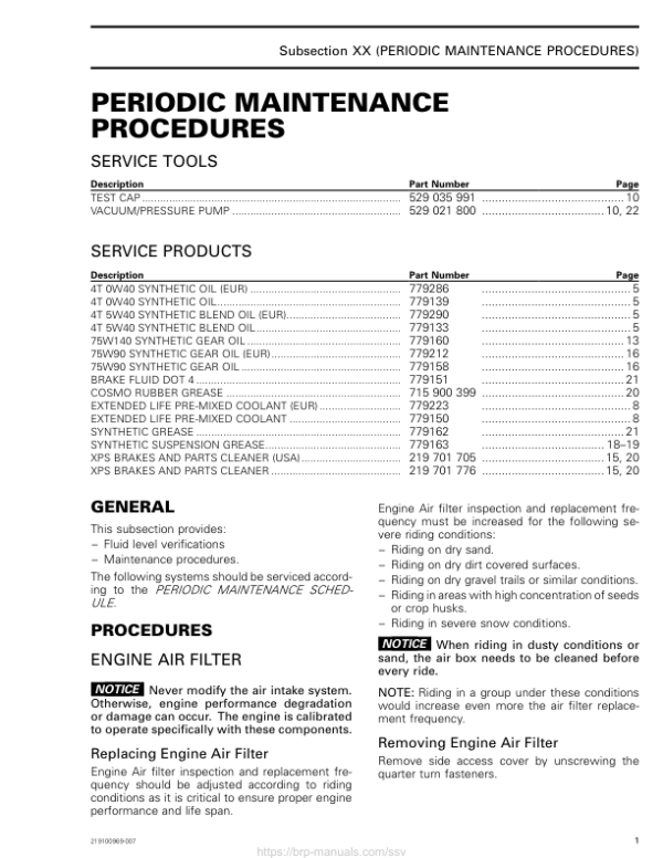 SSV 2019 Periodic Maintenance Procedures Maverick Trail Shop Supp 219100969 007 Manual